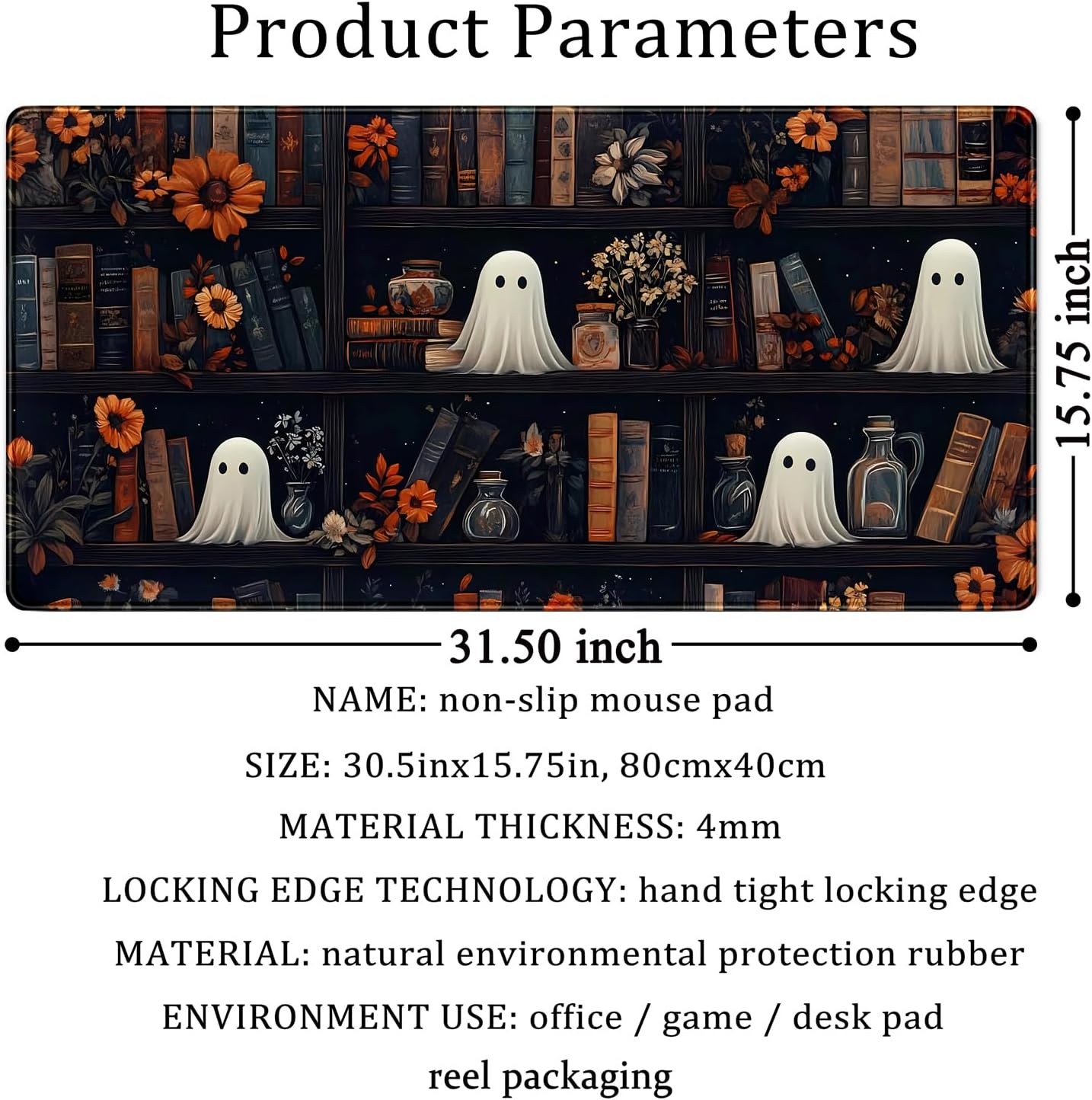 LuckyCow Cute Vintage Gothic Desk Mat Kawaii Dark Academia Desk Pad Medieval Large Flower XXL Mousepad Extended Laptop Computer Keyboard Mat with Stitched Edges Anti-Slip Funny Deskpad 31.5x15.8 in - Image 6