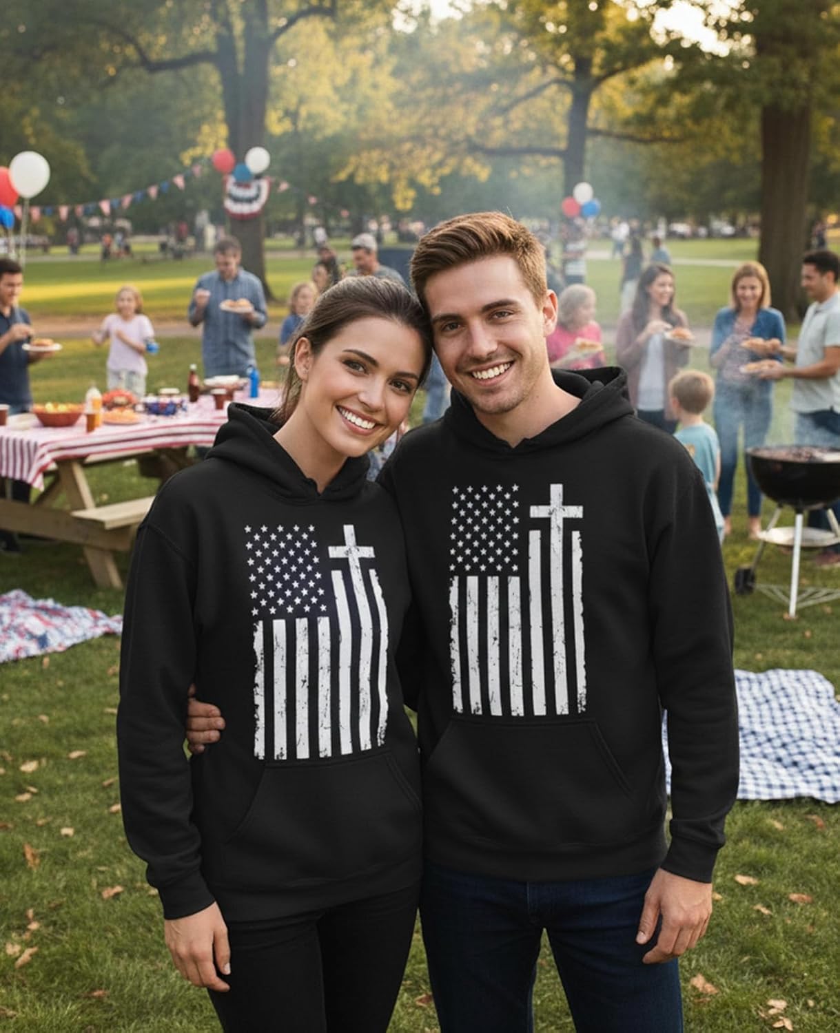 Tstars Mens Cross Hoodie - Christians USA Flag Hoodies for Men - Faith Graphic Pullover - Religious Patriotic Sweatshirt - Image 5