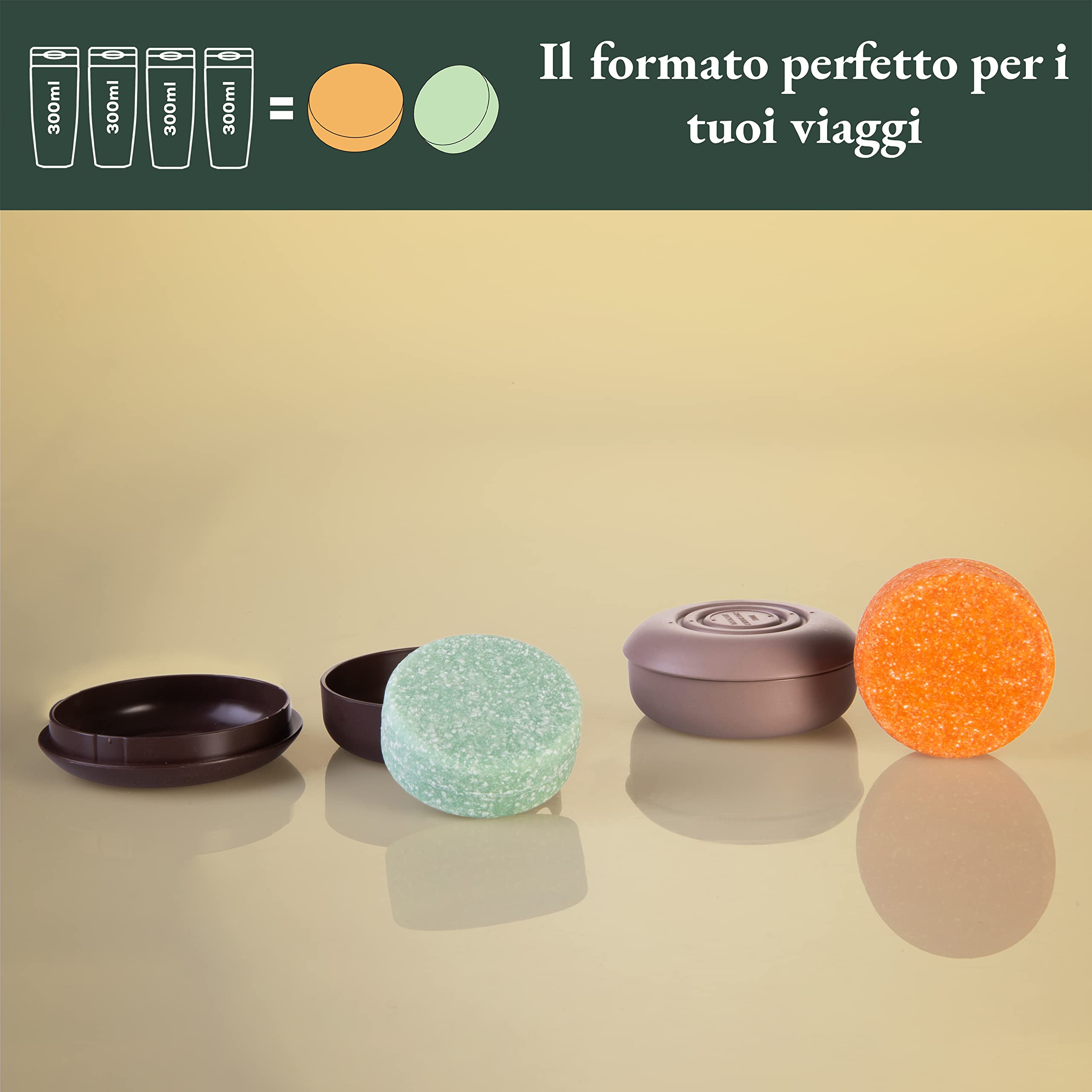 R5, Kit 1 Shampoo Solido Idratante e 1 Docciaschiuma Solido Nutriente al Profumo di Fiori, 2 Portasaponi in Plastica 100% Riciclata, Ecostenibili, Vegan, Made in Italy, Idea Regalo