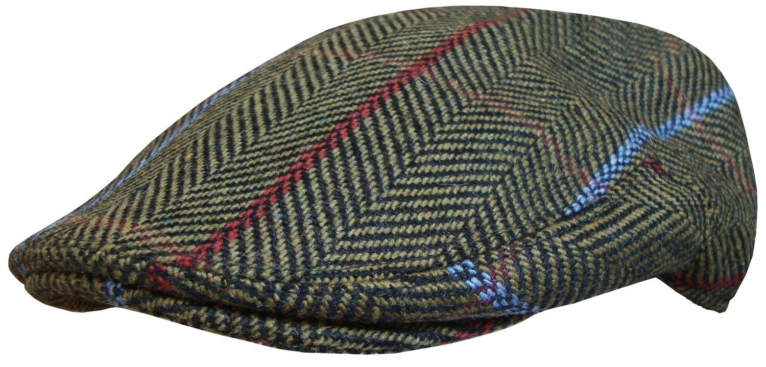Great Horse Men's Green Or Boys Striped Check Flat Cap Newsboy Hat Country Style Gatsby Cabbie Hat (57 Cm, )