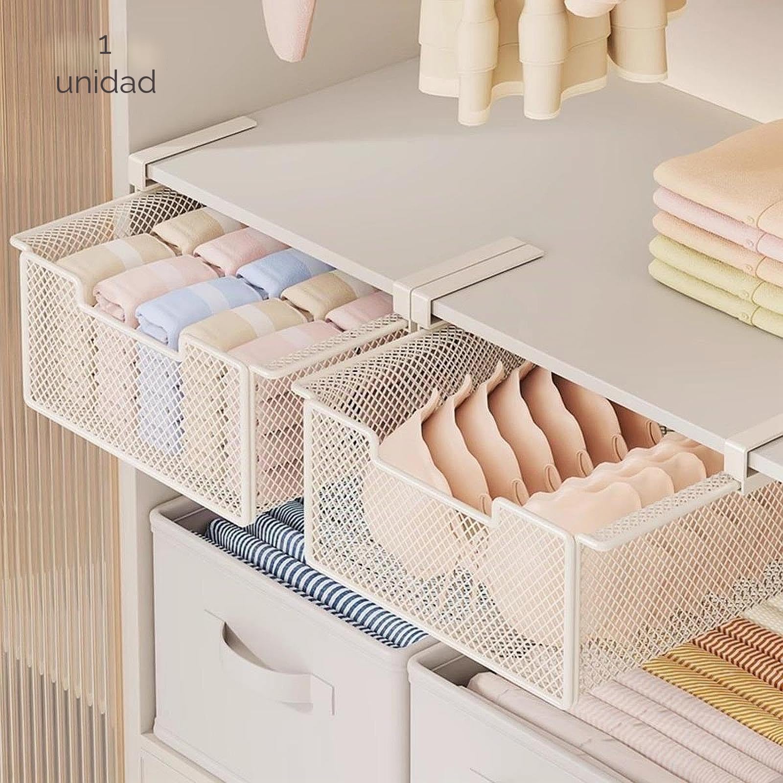 LOVIVER Organizador de Ropa Interior, Cesta Colgante Extraíble con Cajón, Contenedor Organizador, Armario de Metal, Caja de Almacenamiento para Hogar, Blanco