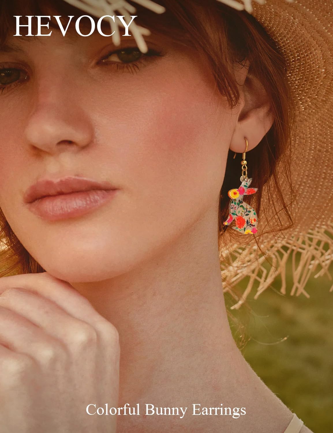 Easter Dangle Bunny Earrings - Easter Egg Hunt & Church Party Jewelry, Acrylic Rabbit Drop Earrings with Colorful Flowers, Cute Spring Gift for Women (Gold/Silver Hooks) - Image 6