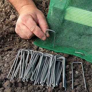 10 Pcs Garden Landscape Staples, Galvanized Garden Stakes Ground U Shaped Landscape Pins to Secure Lawn Fabrics Weed Barrier Covers Ground Cover and Landscaping (4x15cm, 2.2mm Thick)