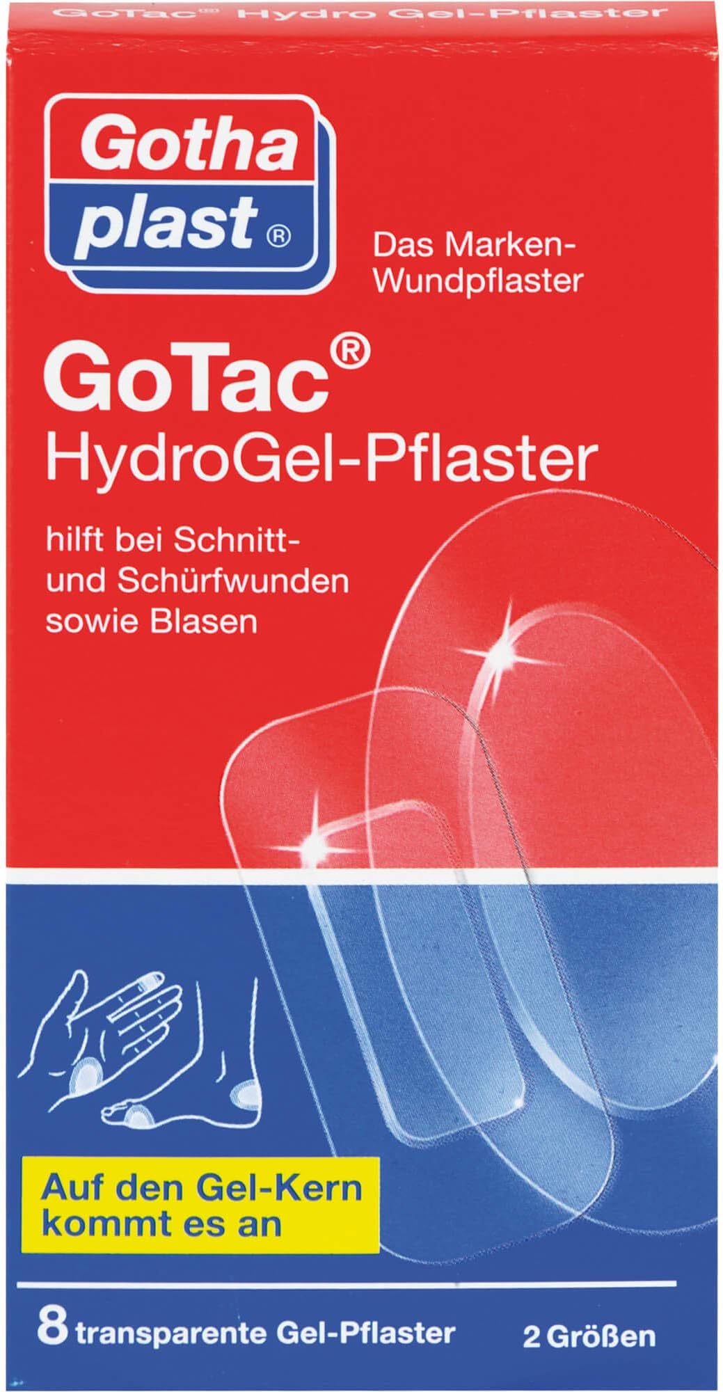 GOTAC Hydro Gel Plasters 2 Sizes Pack of 8