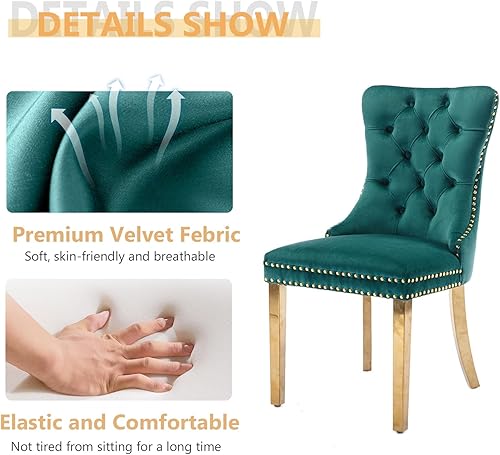 Miniatura 8 de Juego de mesa de comedor de mármol blanco para 4, 70 pulgadas, mesa de comedor de mármol blanco con 4 sillas de terciopelo verde y base de acero al