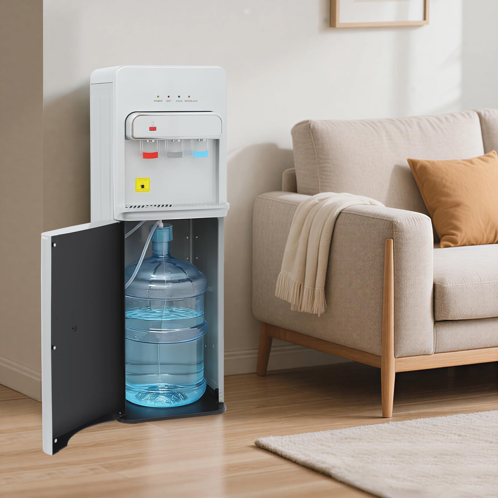 Fuente de agua caliente y fría 3 en 1 fuente de agua de oficina con 3 temperaturas, dispensador de agua de carga inferior, máquina de bebida ultrailenciosa para el hogar de la oficina