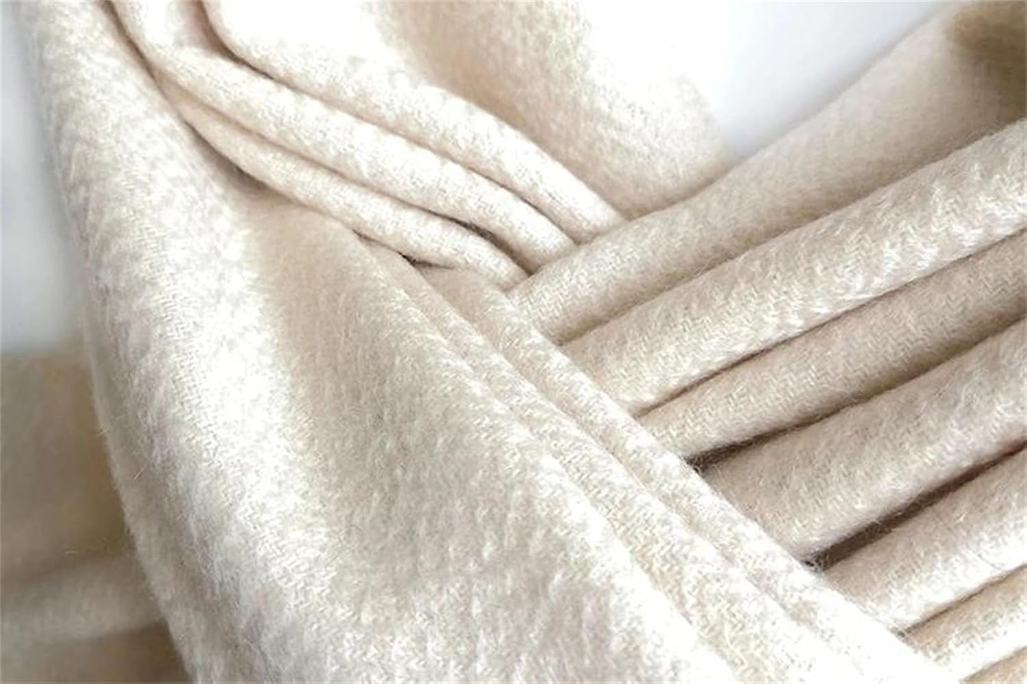 Women's Real Cashmere Scarf Solid Color Warm Soft Long Tassel Shawl Autumn Winter Men Unisex Cozy Wrap