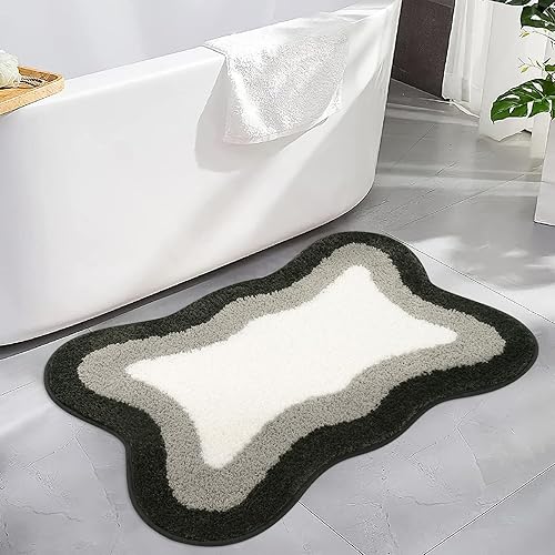 Miniatura 22 de HAOCOO Alfombras de baño naranja antideslizantes lavables, alfombra de baño de felpa suave de forma irregular antideslizante, alfombra de microfibra