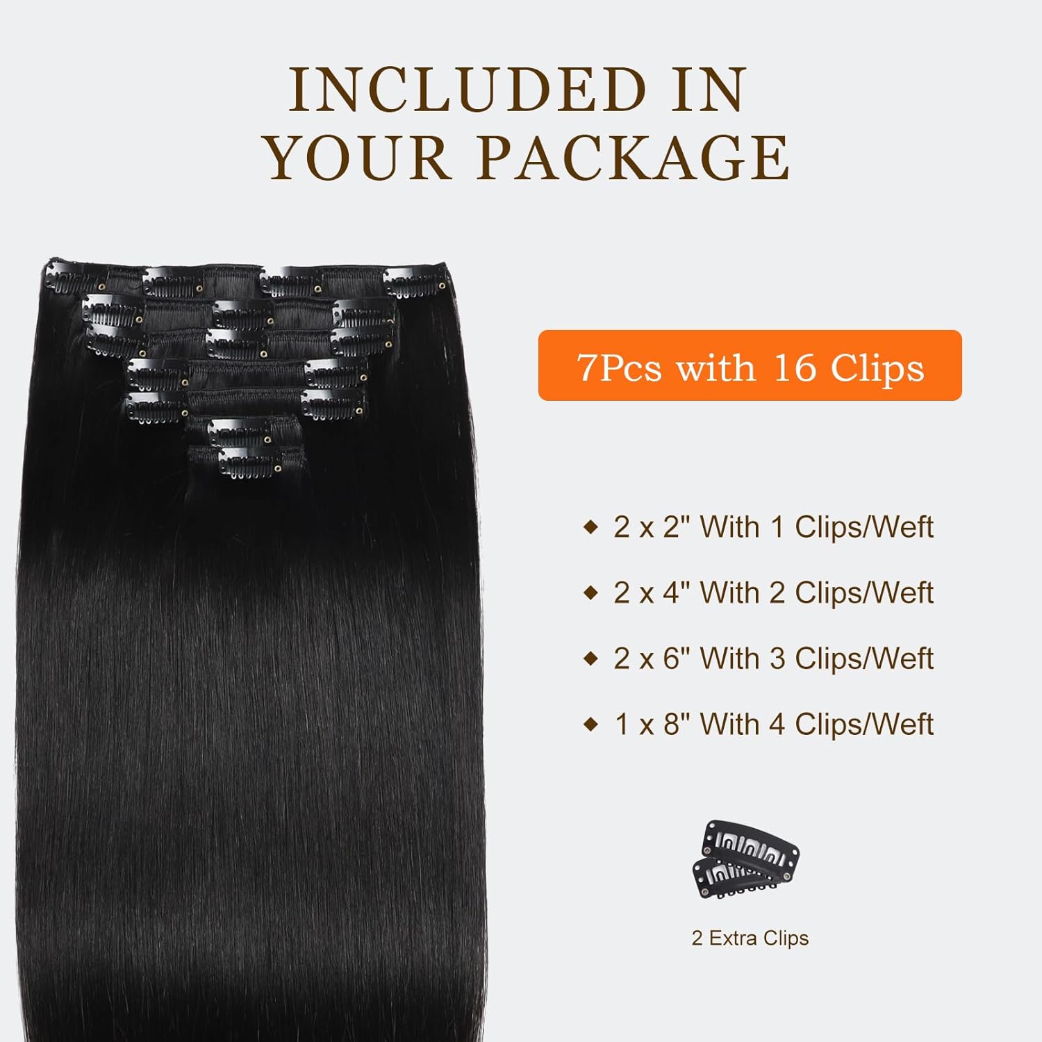 Clip in Hair Extensions Real Human Hair, Invisible Seamless Straight Remy Human Hair Extensions Clip ins for Women (1B Natural Black, 22'')