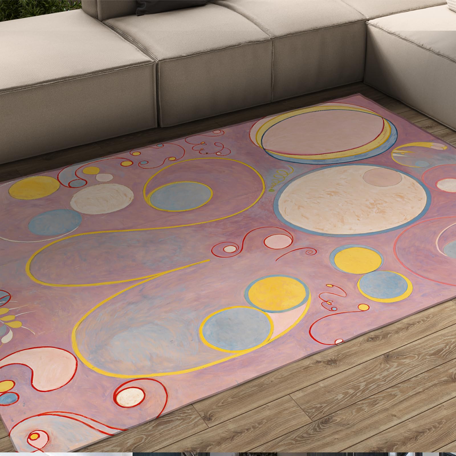 Tapis de salle à manger lavable en machine motif fleurs géométriques 80x150cm