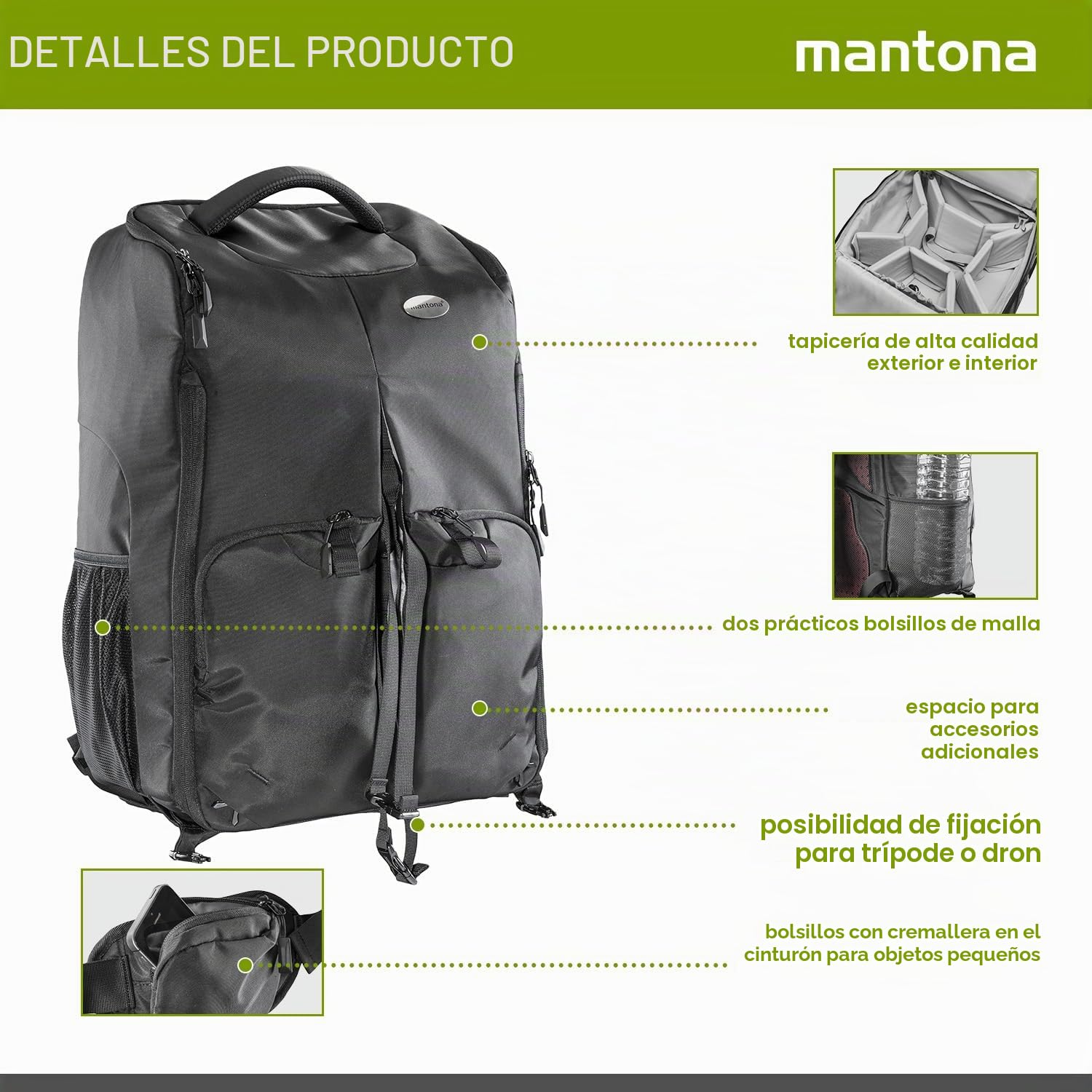 mantona Drohnen Mochila Universal Negro