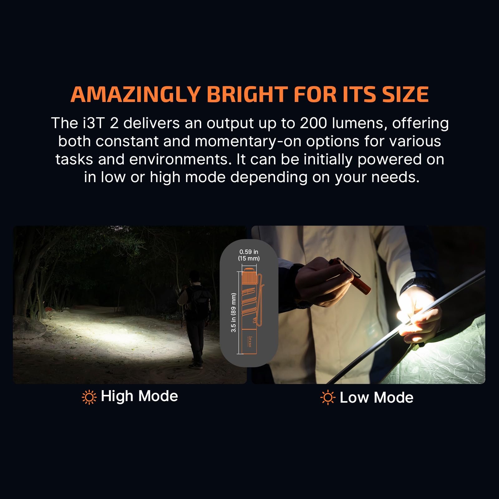 OLIGHT i3T2 EOS Torch 200 Lumens Meters Throw Mini AAA EDC Flashlight Eeveryday Pocket Carry Outdoor Gear for Dog Walking,Hiking,Camping,Joging - Image 3