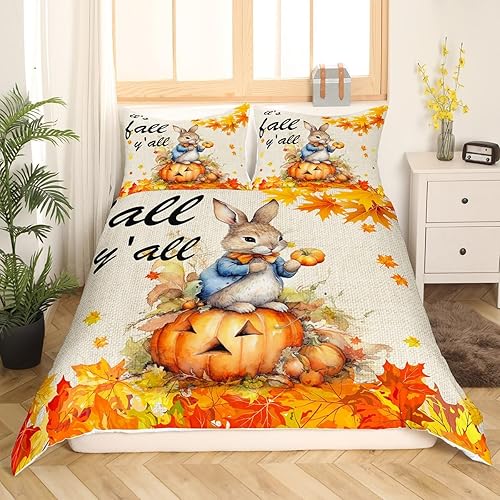Miniatura 65 de Erosebridal Pumpkin Bedding Set King Size Thanksgiving Day Gifts Duvet Cover Autumn Harvest Comforter Cover Farm Maple Leaf Pumpkin Sunflower