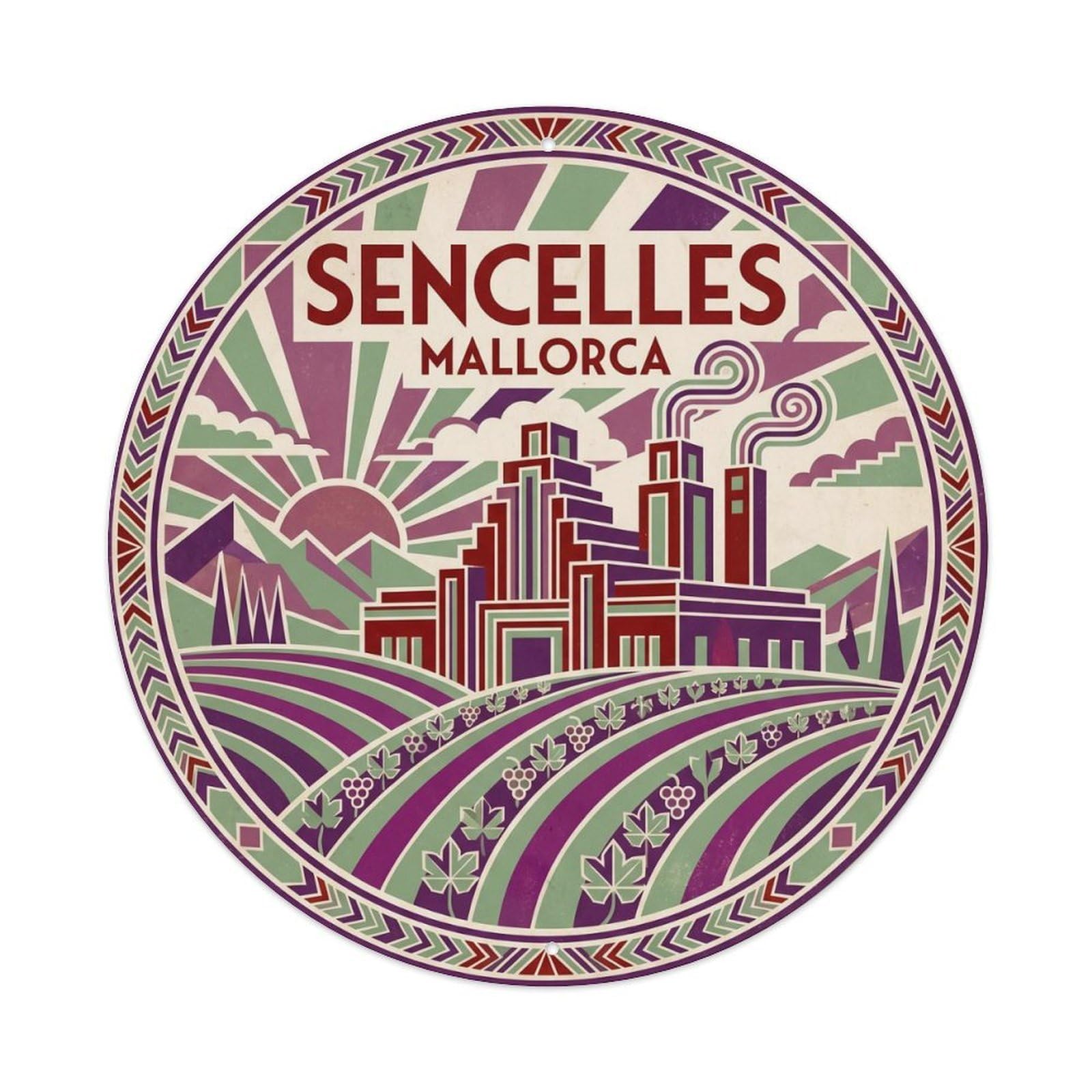 Olhnbad Style Sencelles Mallorca Old Town Route Countryside Landmark Metal Tin Sign