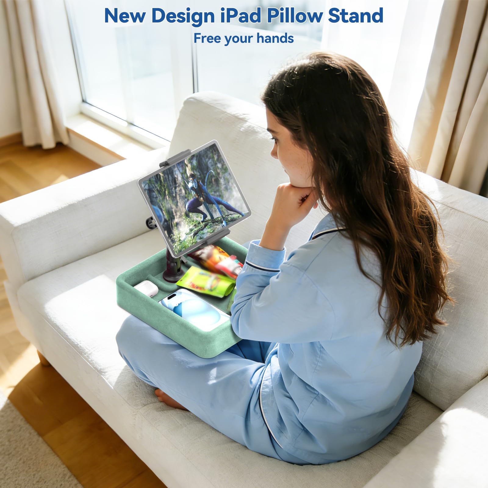 KDD Coussin Support Tablette Réglable pour Genoux, Lit, Bureau, Vert