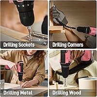 Vista 15 de COMOWARE Juego de herramientas para el hogar con taladro inalámbrico de 20 V, kit de herramientas de mano de 120 piezas para hombres, juego
