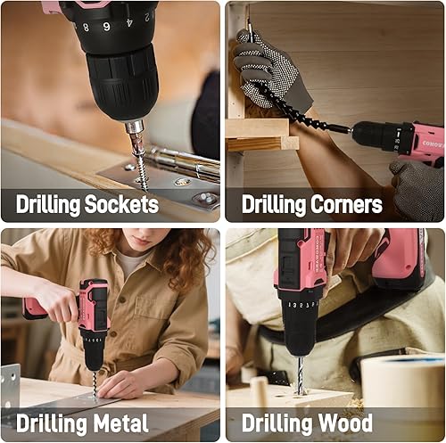 Miniatura 7 de COMOWARE Juego de taladro inalámbrico de 20 V, 171 piezas de herramientas para el hogar con destornillador inalámbrico, kit completo de herramientas