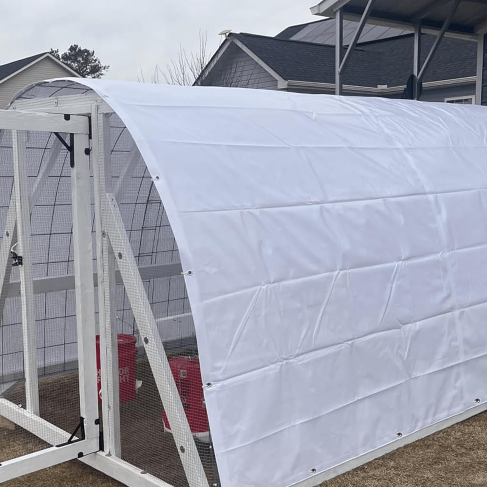 Bianco Telo Impermeabile Esterno, Telone Occhiellato Impermeabile in Polietilene, Telone Impermeabile per Esterno, Giardino, Gazebo, Campeggio, Piscina, Auto, Barche, Legno, 2x3m