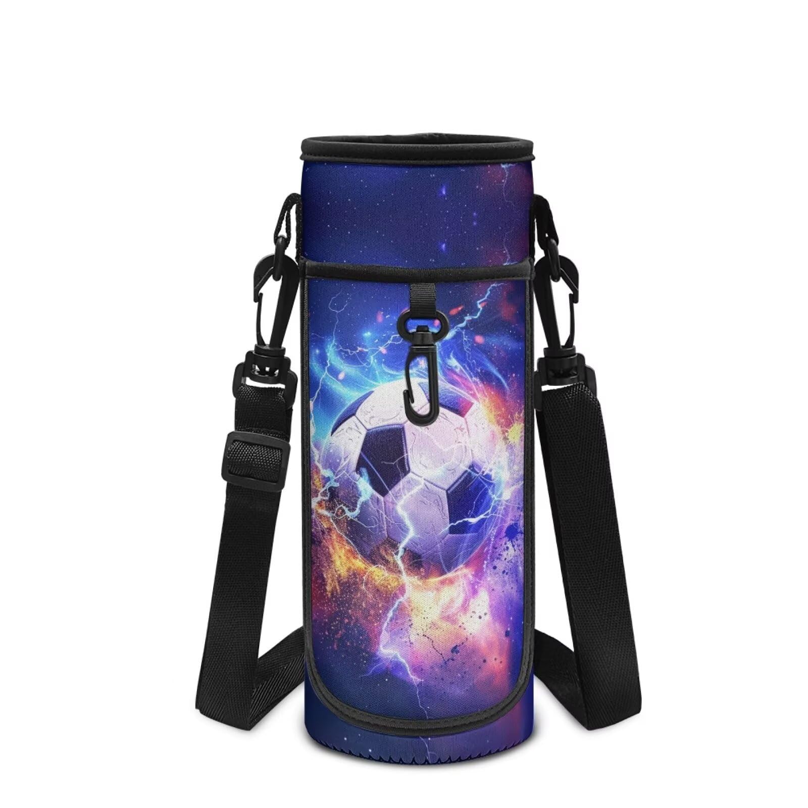Showudesigns Football Water Bottle Sleeve Bag Boys Kids Water Bottle Carrier for Walking Hiking Running Sports Accessories Bottles Pouch Holder 500ml 750ml 1000ml
