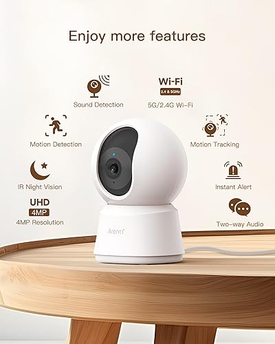 Miniatura 9 de ARETI - Cámara de seguridad WiFi de 5 GHz para interiores, cámara enchufable de 4 MP para perros con aplicación de teléfono, cámara para el hogar