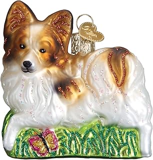 Old World Christmas Glass Blown Ornament Playful Papillon (12492)