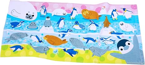 Amazon ヤエックス 水族館 限定 海のなかま タオル かわいい 綿 フェイスタオル アザラシ ペンギン タオル ホーム キッチン オンライン通販