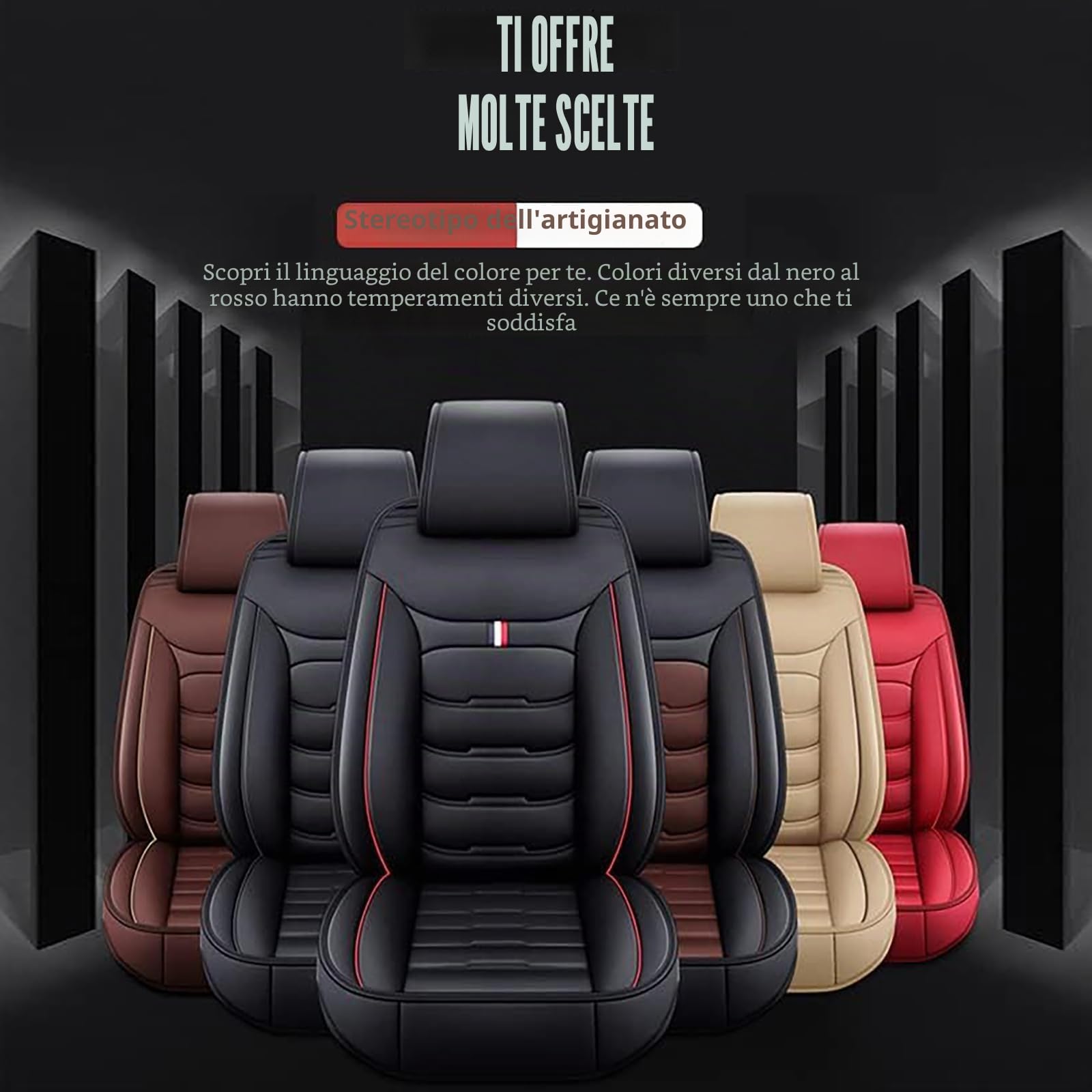 Set Completo di Coprisedili Auto per Nissan Qashqai J12 J11 J10 J11 J12 +2 2006-2023 2024, Pelle Traspirante Impermeabile Antiscivolo Pelle PU Set Set Copri Sedile,C/Black-Red