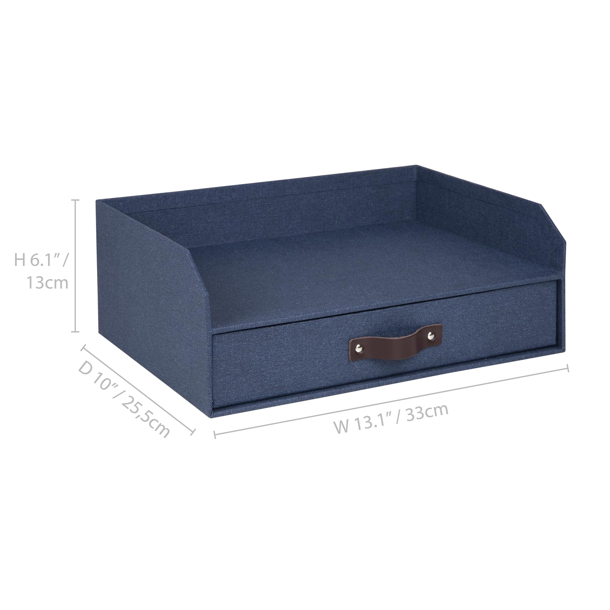 Bigso Walter Briefablage für Dokumente im A4- oder Briefformat, Papierablage, Organizer für den Schreibtisch mit Aufbewahrungsschublade und stabilen Gummifüßen, 33,3 x 25,4 x 13,2 cm, Blau