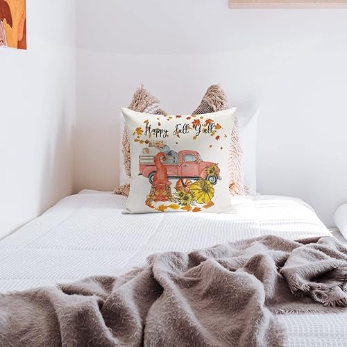 Miniatura 8 de Happy Fall Yall Pillowcase 18x18 Truck Gnome Pumpkin Fall Cojines Decorativos para Sala Pillowcase Farm Decorations Pillow Case Modern Decorative