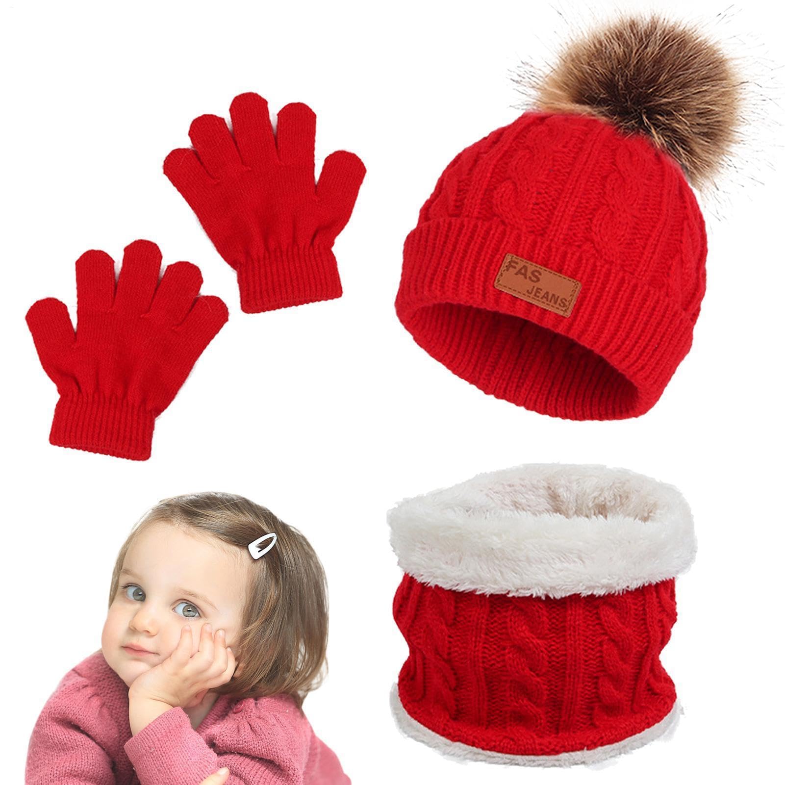 Gorro de invierno para niños con bufanda y guantes accesorios de cuello 8