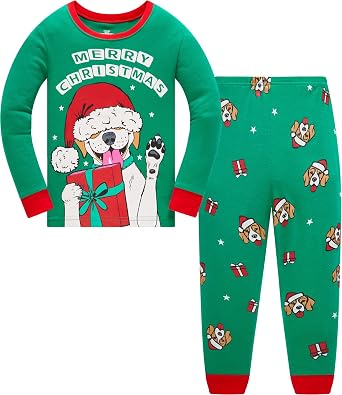 Akyzic Little Boys Girls Christmas Pajamas Sets for Baby Boys Santa Claus Snowman Sleepwear