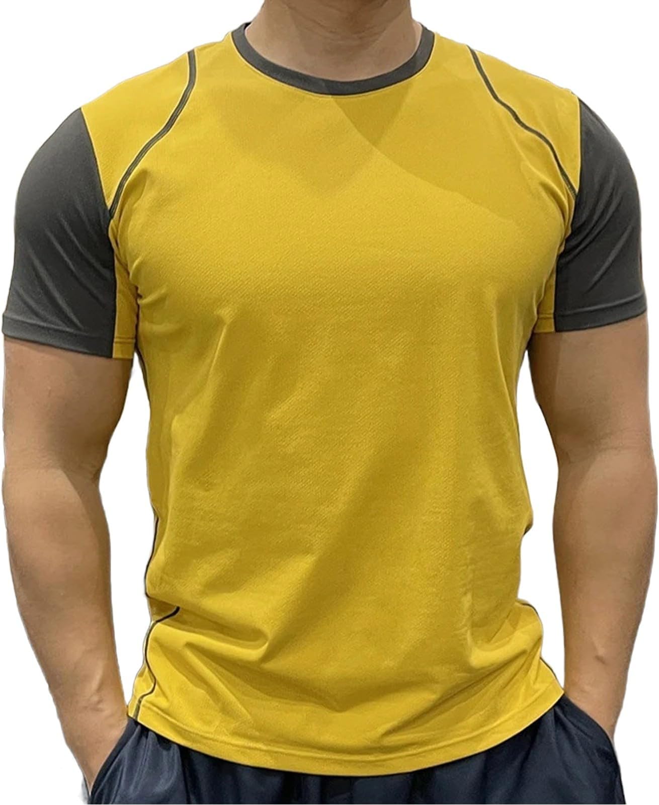 Mens Gym T Shirt Short Sleeve Activewear Blouse Men's Casual Fitness Sports Color Short Sleeved T Shirt for Indoor Outdoor Sports Daily Life