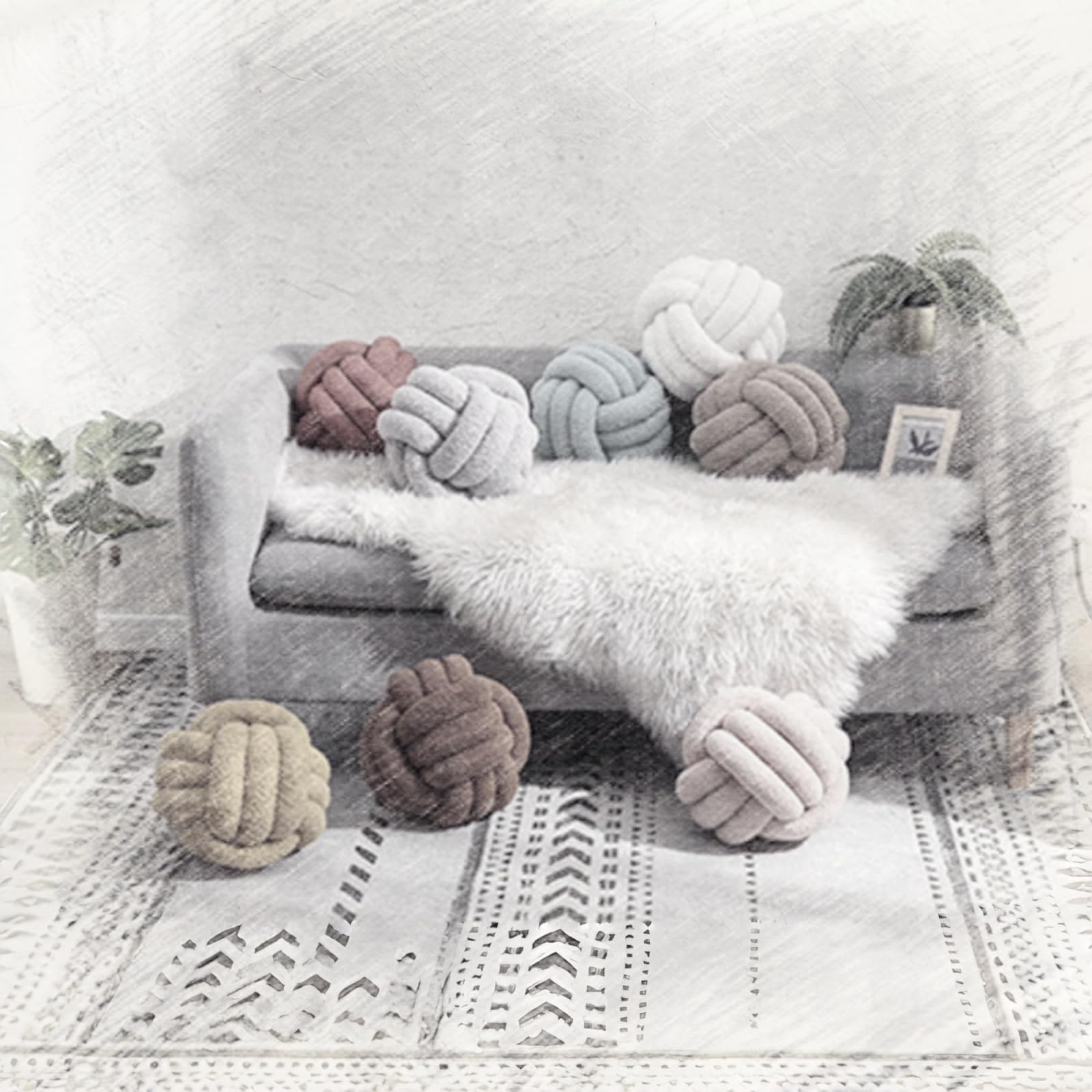 Fay Bless - Cuscino moderno a forma di nodo per la casa, morbido e rotondo, fatto a mano, per camera da letto, letto e soggiorno (Beige, 28CM)