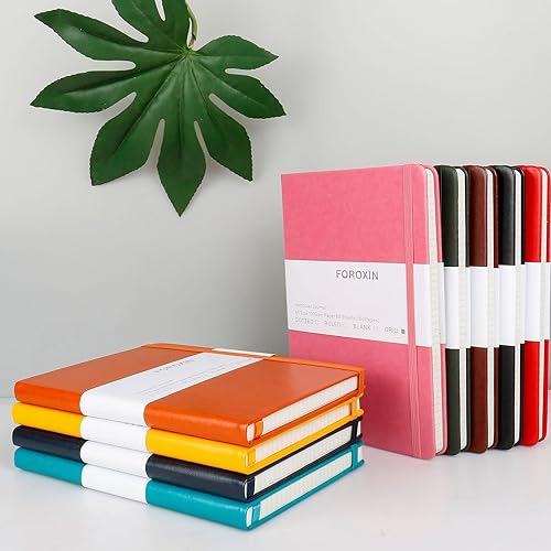 Miniatura 7 de Cuaderno cuadriculado con diseño de viñetas, cubierta de cuero rosa, 8.3 x 5.7 pulgadas, 160 páginas, papel de 3.53 ozm, tapa dura con bolsillo