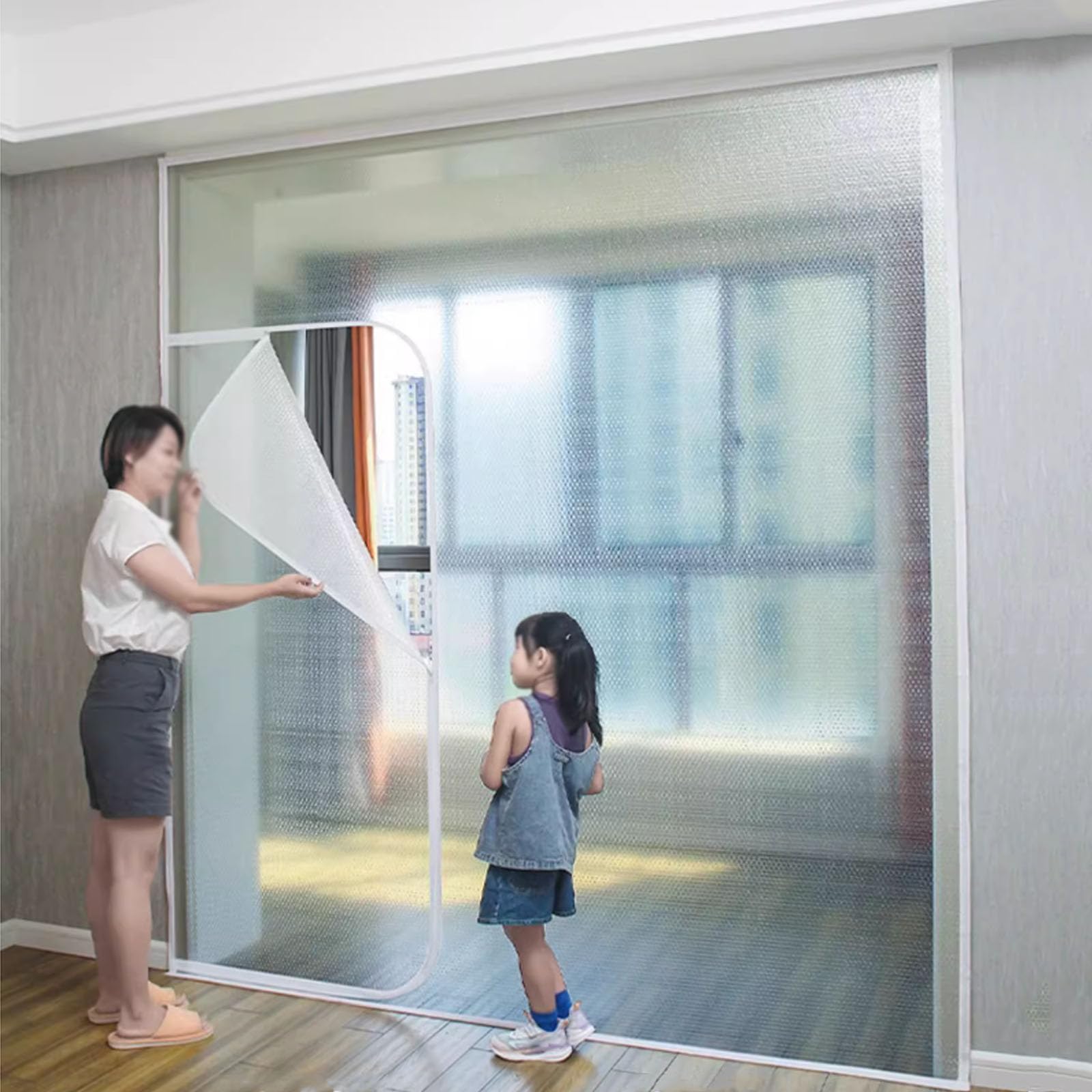 Selbstklebende Fenster-Isolierfolie – Wärmeschutz, Wasserdicht, Winddicht, Anpassbar Bis 100x100 Cm