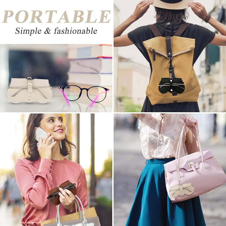 Sheryl&Rain Sunglasses Case For Women, 4Pcs Soft Leather Sunglasses Bag, Portable Sunglasses Storage Glasses Pouch, Protective Slim Glasses Case