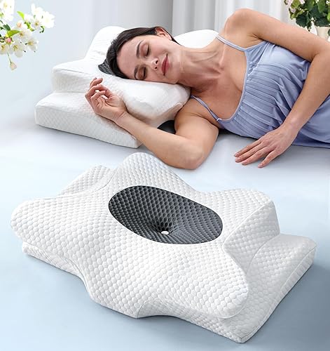Emircey Almohada cervical de apoyo para el cuello para dormir de lado, almohada refrescante para dormir, almohada ortopédica de espuma viscoelástica