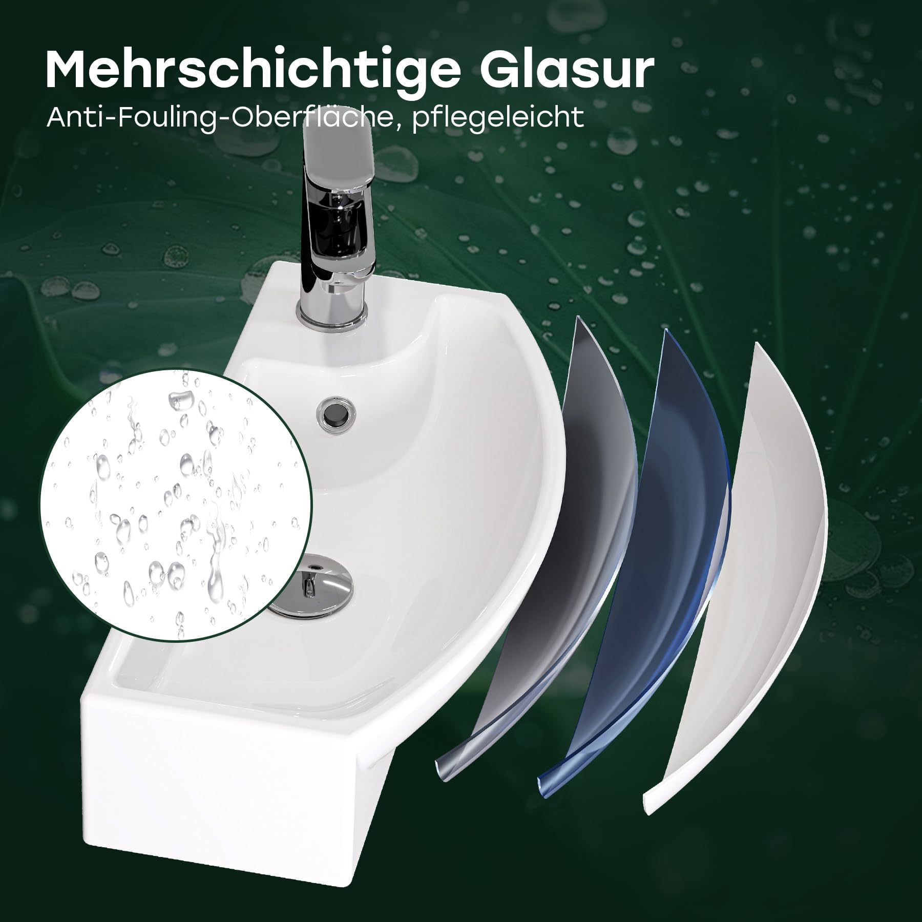 HOROW Waschbecken Klein Gäste WC 45 cm Breit Weiß