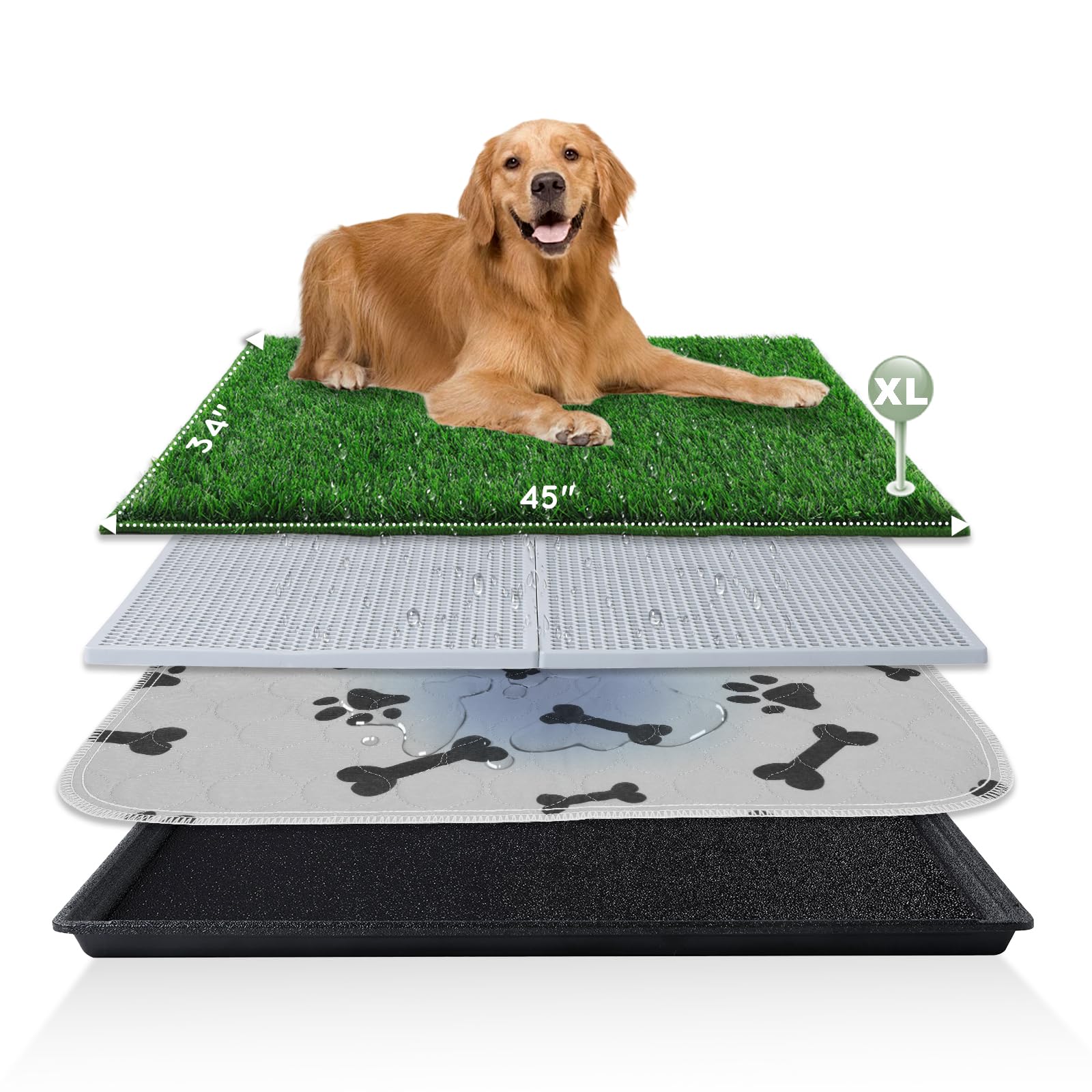 HQ4US Dog Grass Pad with Tray, Odor Free Grass Pee Pad for Dog Litter Box