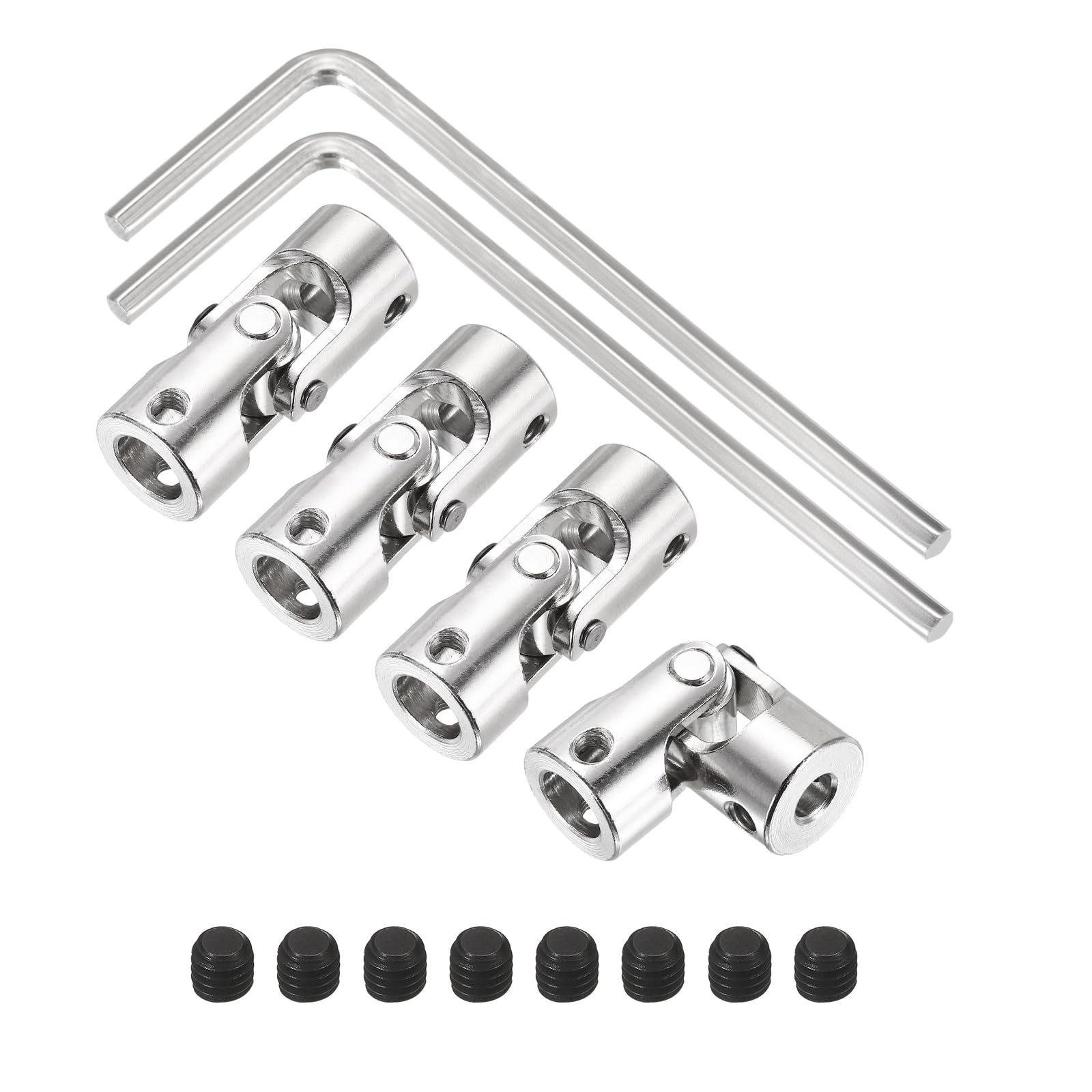 sourcing map 4Pcs 5mm to 8mm ID Steering Universal Joint Shaft Coupling, SAE 1045 steel 45°Degree Rotatable Joints Coupler with Screws Wrench Set for Model Car Ship Drive Shaft Motor