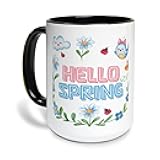 Make Your Mark Design Cute Hello Spring with Blooming Flowers - Accent Mug