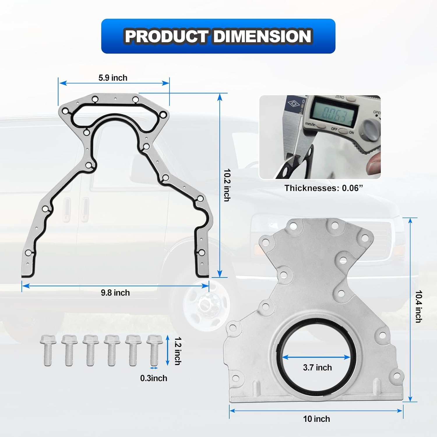 Engine Rear Main Seal Cover Kit with Gasket & Bolt Compatible with Cadillac Escalade, GMC Yukon Sierra, Chevy Suburban Silverado Tahoe Express 4.8 5.3 6.0 6.2L Replace# 635-518 12633579 12639250