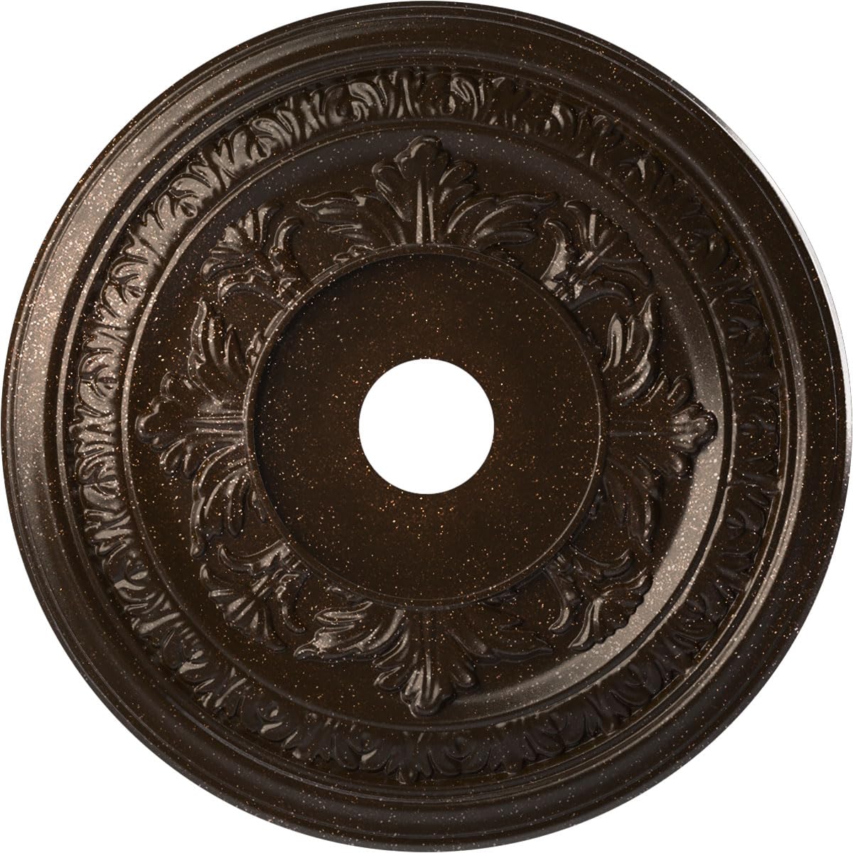 Ekena Millwork CMP22BAAMB Baltimore Thermoformed PVC Ceiling Medallion (Fits Canopies up to 7 3/4"), 22"OD x 3 1/2"ID x 1"P, Textured Metallic Mystic Brown