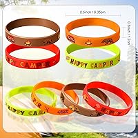 Vista 3 de Chivao 24 pulseras de silicona para fiestas de campamento, pulseras de goma temáticas de campamento, pulseras de goma Happy Camper para aventuras