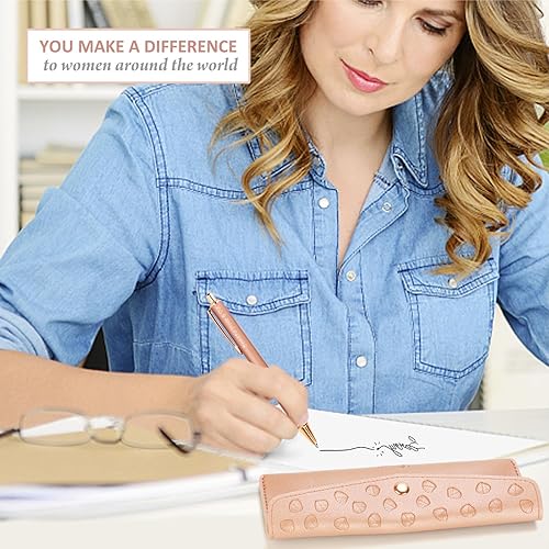 Miniatura 5 de Bolígrafo de tinta negra para mujer, bolígrafo de gel de punta de 0.039 pulgadas, juego de 4 bolígrafos de metal elegante, bonitos bolígrafos de