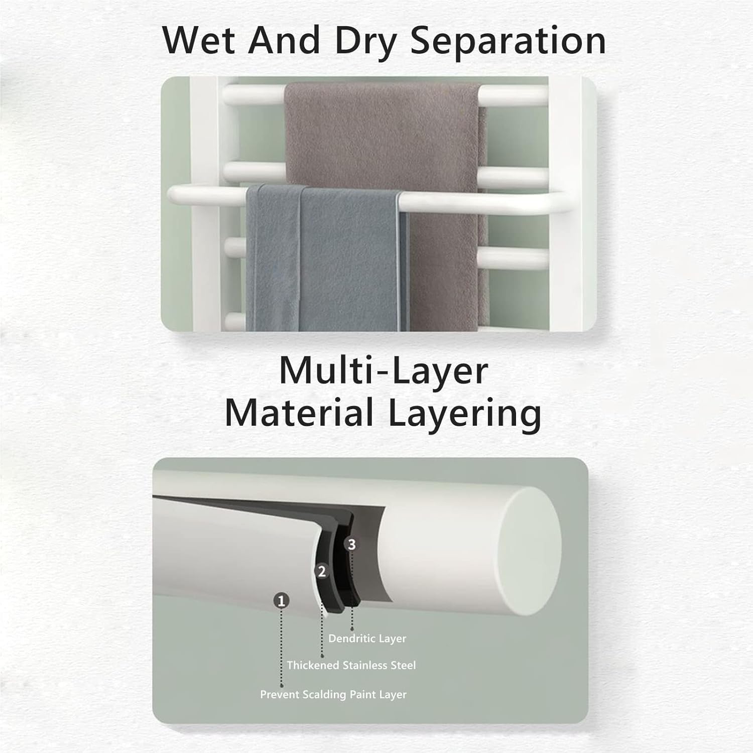 Towel Warmer Drying Rack, 4 Bar Wall Mounted Electric Heater Towel Rack with Top Shelf,Intelligent Carbon Fiber Heated Towel Rail for Bathroom,with Timer,White,Hardwired