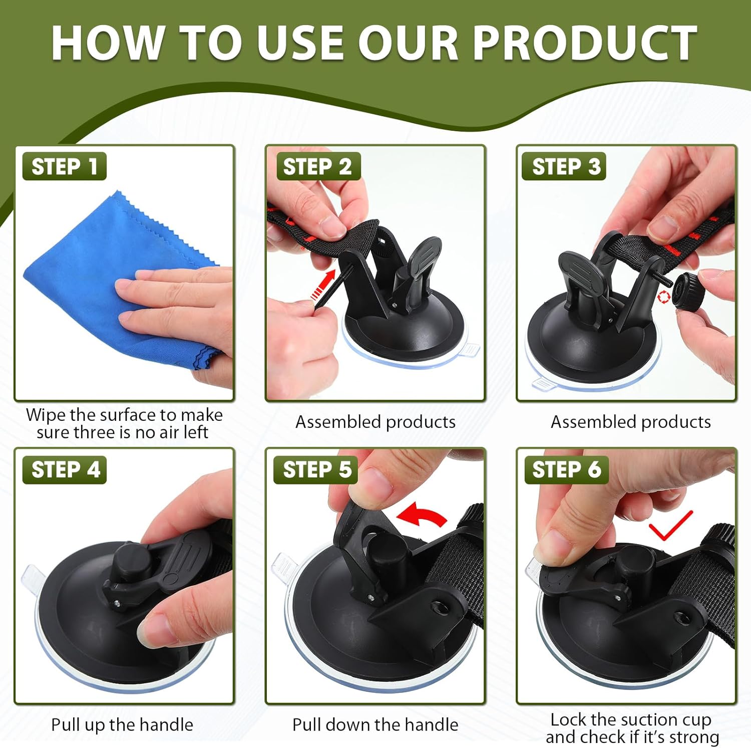 Maitys Heavy Duty Suction Cups with Hooks Tie Down Strong Suction Cup Anchor Car Camping Accessories Vacuum Outdoor Hanging Hooks for Car Boat Awning Camping Tent Trap
