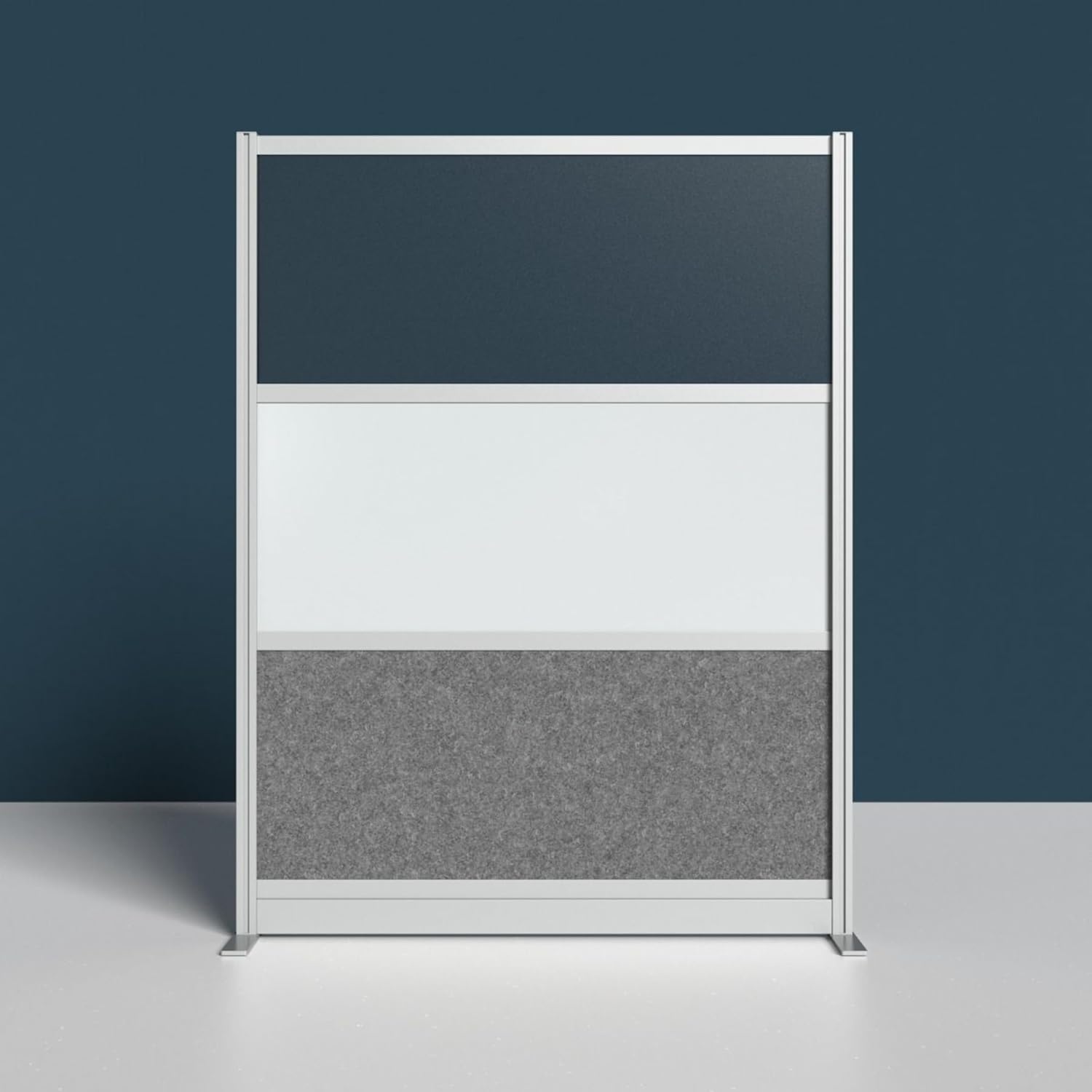 LUXOR MW-5370-FWCGWG Modular Wall Room Divider System - Silver Frame - 53" x 70" Starter Wall - Wide Paneling