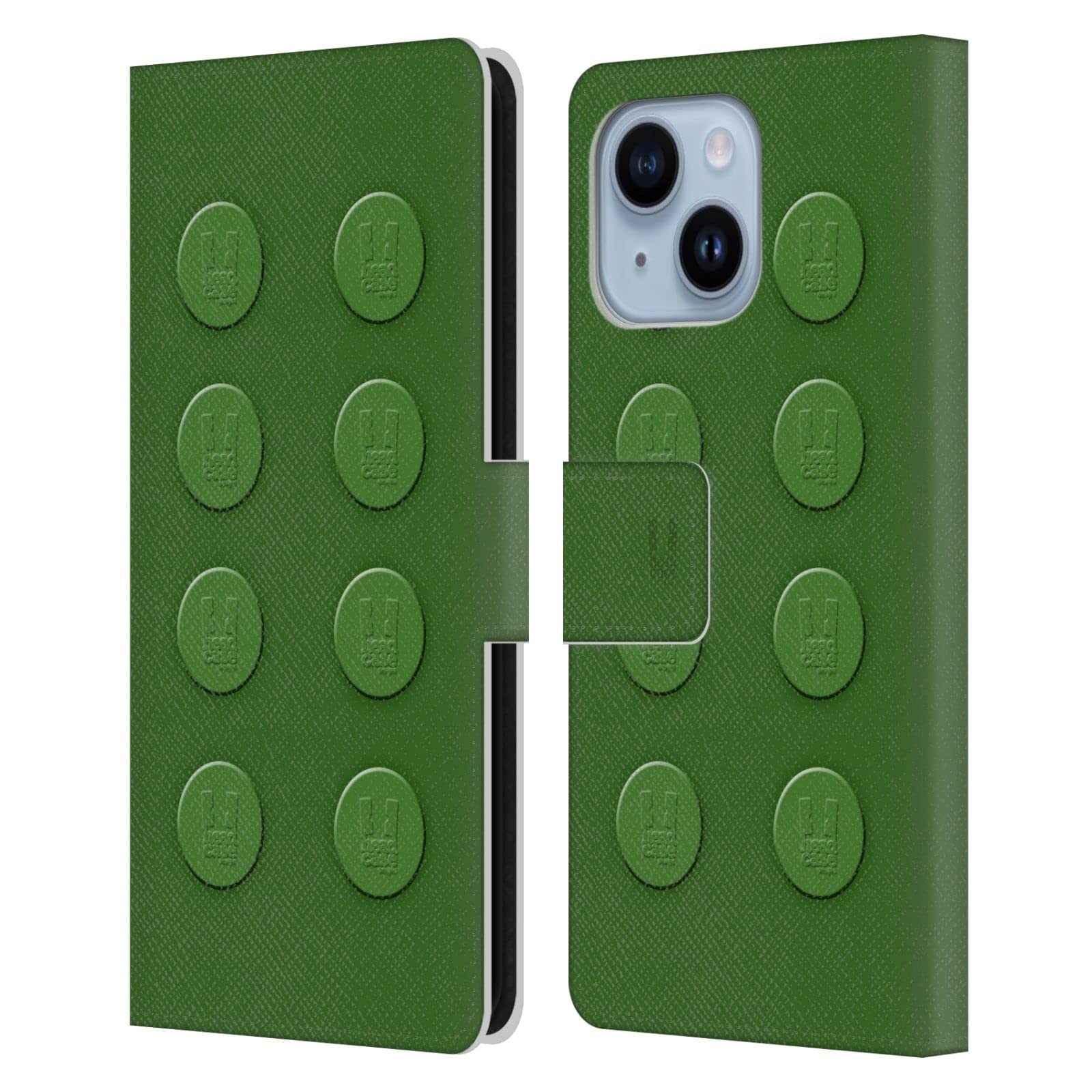 Étui portefeuille iPhone 14 Plus Head Case Designs en cuir vert blocs de construction - 7