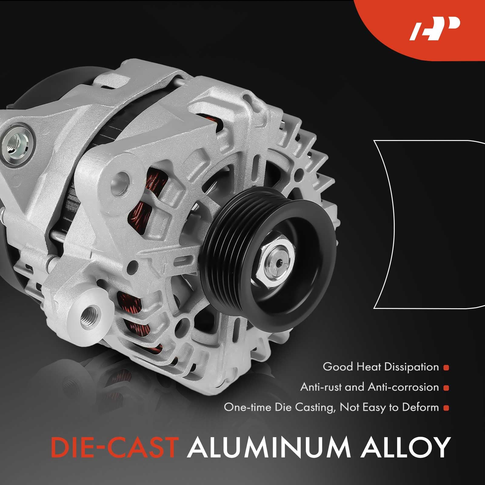 A-Premium Alternator Compatible with Kia Soul 2017-2019 & Hyundai Tucson 2016-2021, 2.0L, 12V 150A 6-Groove Pulley Clockwise, Replace# 2624670, 373002E820